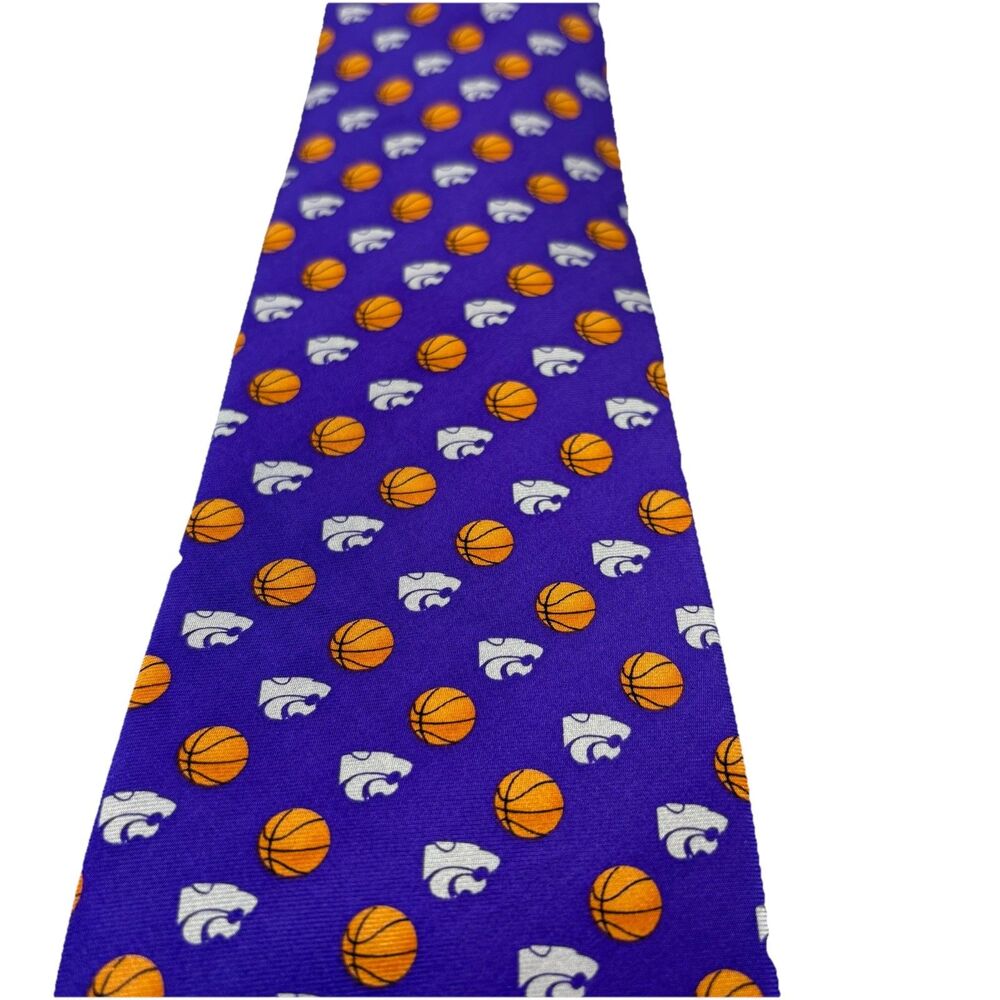 Kansas State University Wildcats Basketball Necktie Purple Mens 58” Silk